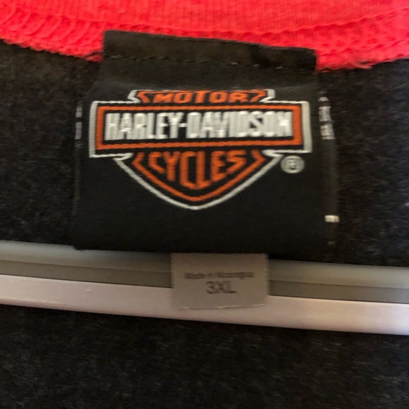 Harley-Davidson Women's 3/4 Sleeve Embellished Top Grey/Red Size 3XL - Picture 3 of 6